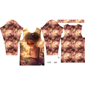 Panel na dětské funkční tričko s dlouhým rukávem 164 víla září