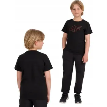 Dětské bavlna tričko 4F černé barvy, velikost 164