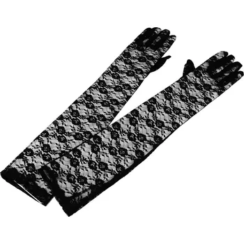 Rukavice Dlouhé společenské rukavice krajkové, velké, 3 (50cm) černá
