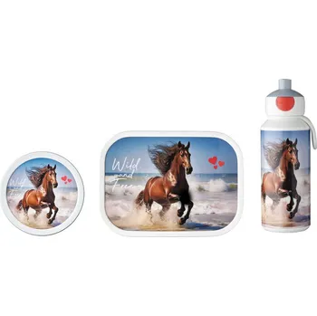 Svačinový box MEPAL BOX NA SVAČINU SVAČINOVÝ BOX NÁDOBA NA OVOCE LAHEV NA PITÍ LAHEV NA PITÍ S MOTIVEM KONĚ - SADA PRO DĚTI