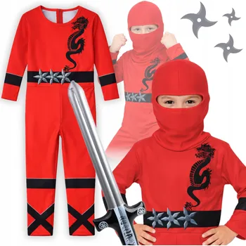 Karnevalový kostým KOSTÝM NINJA ČERVENÝ MEČ PRO DĚTI NA KARNEVAL PLES 104 110