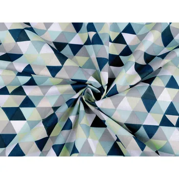 Bavlněná látka / plátno trojúhelníky, střední, 2 (438) mentolová