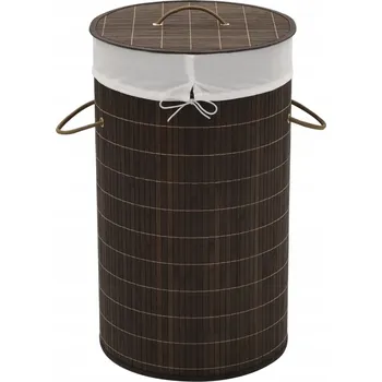 Koš na prádlo Koš na prádlo kulatý 35 x 60 cm tmavě hnědý s výsuvným sáčkem
