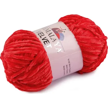 Příze Pletací žinylková příze Velvet 100 g, střední, 11 (90018) červená