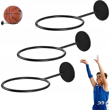 Věšák Držák na míče na zeď univerzální kovový černý sada 3ks