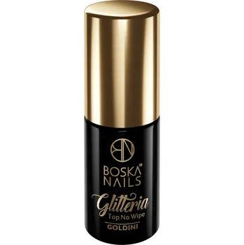 Lak na nehty Boska Nails Top Coat No Wipe Glitteria Goldini hybridní lak na nehty 6ml