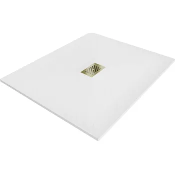 Sprchová vanička MEXEN/S - Hugo sprchová vanička SMC 110x100, bílá, krytka zlatá 42101011-G