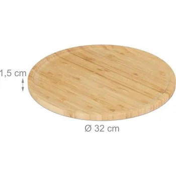 Kuchyňské prkénko 4x bambusová deska na pizzu Ø 32 cm Relaxdays sada do kuchyně