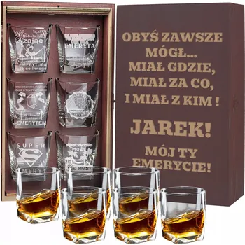 Sklenice SKLENICE NA WHISKY NA DŮCHOD DÁREK PRO DŮCHODCE 6 KUSŮ GRAVÍROVÁNÍ