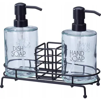 SKLENĚNÝ DÁVKOVAČ MÝDLA 450 ML S KOVOVÝM STOJANEM