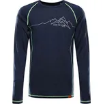 Pánské merino triko ALPINE PRO MEREN XXL Tmavě modrá, Reflexní neon