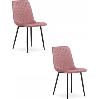 Jídelní židle ŽIDLE DO OBÝVÁKU JÍDELNY TURIN růžová samet černé nohy 2 ks