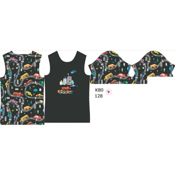 Panel na dětské funkční tričko s krátkým rukávem 128 barevná auta