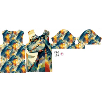 Panel na dětské funkční tričko s krátkým rukávem 134 geometrická godzila