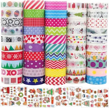 Washi Tape Dekorativní samolepicí pásky 50 Ks + vánoční samolepky