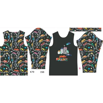 Panel na dětské funkční tričko s dlouhým rukávem 158 barevná auta