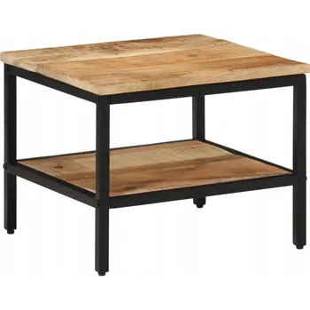 Konferenční stolek Konferenční stolek z masivního mangového dřeva a železným rámem, 45x45x35 cm