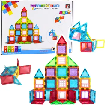 ostatní stavebnice LEAN Toys 3D magnetické stavební bloky barevné puzzle 45 ks