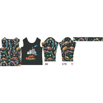 Panel na dětské funkční tričko s dlouhým rukávem 86 barevná auta