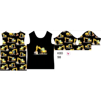 Panel na dětské funkční tričko s krátkým rukávem 98 bagry černé