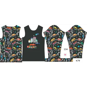 Panel na dětské funkční tričko s dlouhým rukávem 134 barevná auta