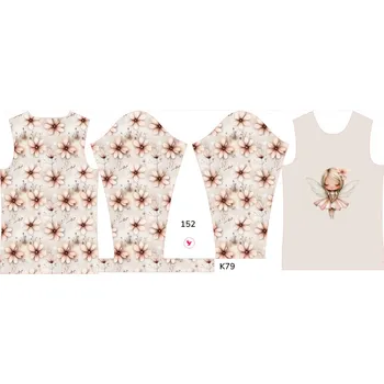 Panel na dětské funkční tričko s dlouhým rukávem 152 květinová víla