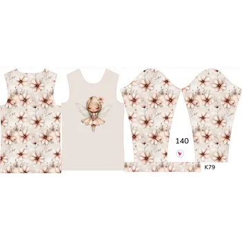 Panel na dětské funkční tričko s dlouhým rukávem 140 květinová víla