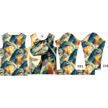 Panel na dětské termo tričko s dlouhým rukávem 104 geometrická godzila