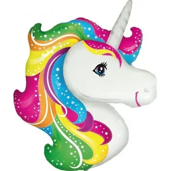 Party dekorace Foliový balonek hlava jednorožce - duhový light 60 cm