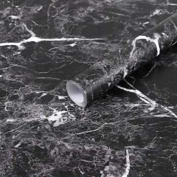 Tapeta Tapeta samolepicí Nábytková dýha imitace mramoru 40x500 cm Barva černá