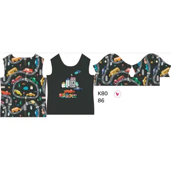 Panel na dětské funkční tričko s krátkým rukávem 86 barevná auta