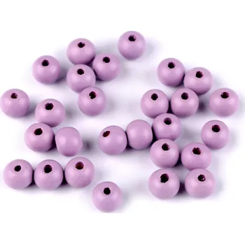 Dřevěné korálky Ø10 mm, střední, 25 fialová sv.