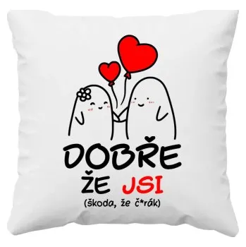Žertovný předmět Dobře, že jsi - škoda, že č*rák - polštář s potiskem- Tričkový.cz