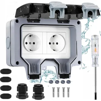 Elektrická zásuvka VENKOVNÍ VODOTĚSNÁ ZÁSUVKA IP66 32MM PC MATERIÁL OCHRANA PŘED BLESKEM