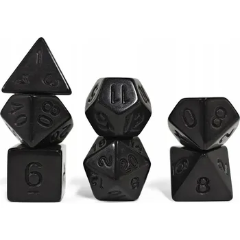 Příslušenství k deskovým hrám ČERNÁ SADA 7 AKRYLOVÝCH KOSTEK PRO RPG HRY