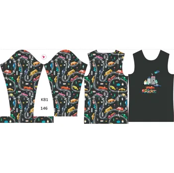 Panel na dětské termo tričko s dlouhým rukávem 146 barevná auta