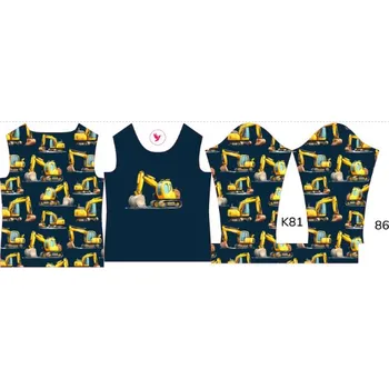 Panel na dětské termo tričko s dlouhým rukávem 86 bagry tmavě modré