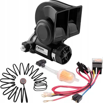 Houkačka Černý klakson s tlačítkem 12V FARBIN pneumatická houkačka