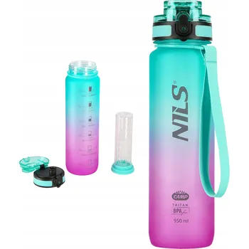 Láhev Sportovní láhev s filtrem na ovoce Tritan 950ml Nils Camp Zelená Fit