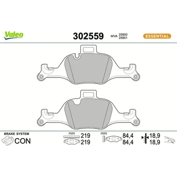 Brzdová destička Sada brzdových destiček, kotoučová brzda VALEO 302559