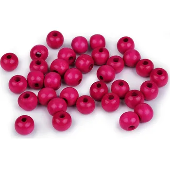 Dětské navlékací korálky Dřevěné korálky Ø10 mm, velké, 6 růžová malinová
