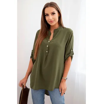 Dámská halenka Kesi Halenka Cookie s prodlouženým zadním dílem Barva: Zelená - tmavě, Velikost: UNI