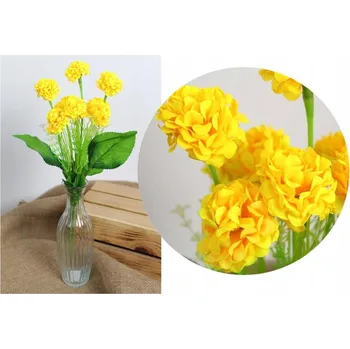 umělá květina Kytice Karafiátů 2ks, výška 38 cm, 6 stonků (9 květů 4,5 cm) ŽLUTÁ KMD-2410B