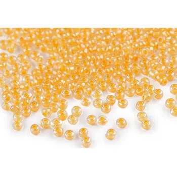 Dětské navlékací korálky Rokajl 8/0 - 3 mm s průtahem, zářivé barvy, velké, 2202 žlutá meruňka