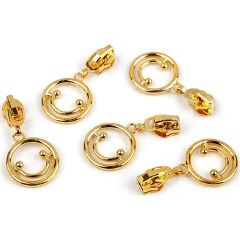 Zip Jezdec ke spirálovým zipům No 5 smajlík, střední, 2 žluté zlato