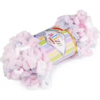 Příze Pletací příze Alize Puffy color 100 g, střední, 1 (5864) růžová nejsv.
