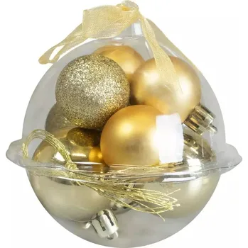 Vánoční dekorace Sada dekorací v vánočním stromku (9 ks) - zlatá