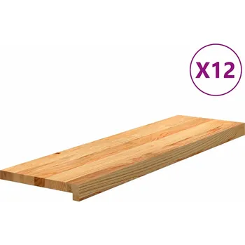Nášlap na schod vidaXL Nášlapy na schody 12 ks světle hnědé 90x30x2 cm masivní dub [3282985] Barva: světle hnědá