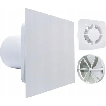 Domácí ventilátor KOUPELNOVÝ VENTILÁTOR FI125 mm BÍLÝ ČASOVÝ SPÍNAČ TICHÝ + ZPĚTNÁ KLAPKA