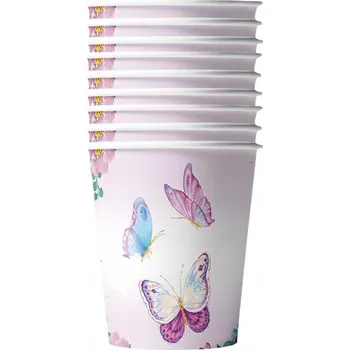 Party nádobí Papírové kelímky s motivem motýlů – 10 ks